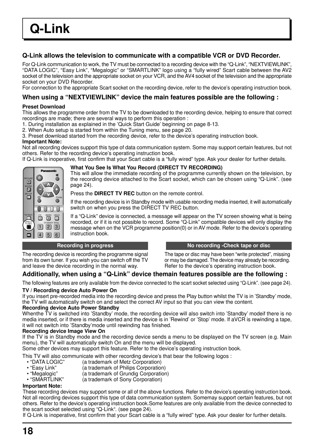 Panasonic TQBC0627-2 manual Link 