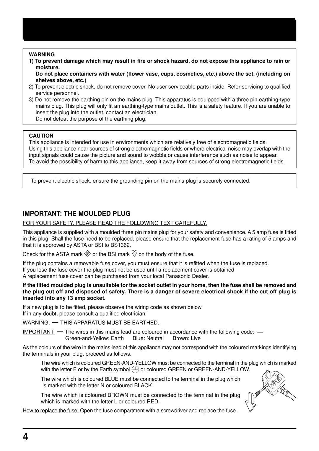 Panasonic TQBC0627-2 manual Important Safety Notice, Green-and-Yellow Earth Blue Neutral Brown Live 