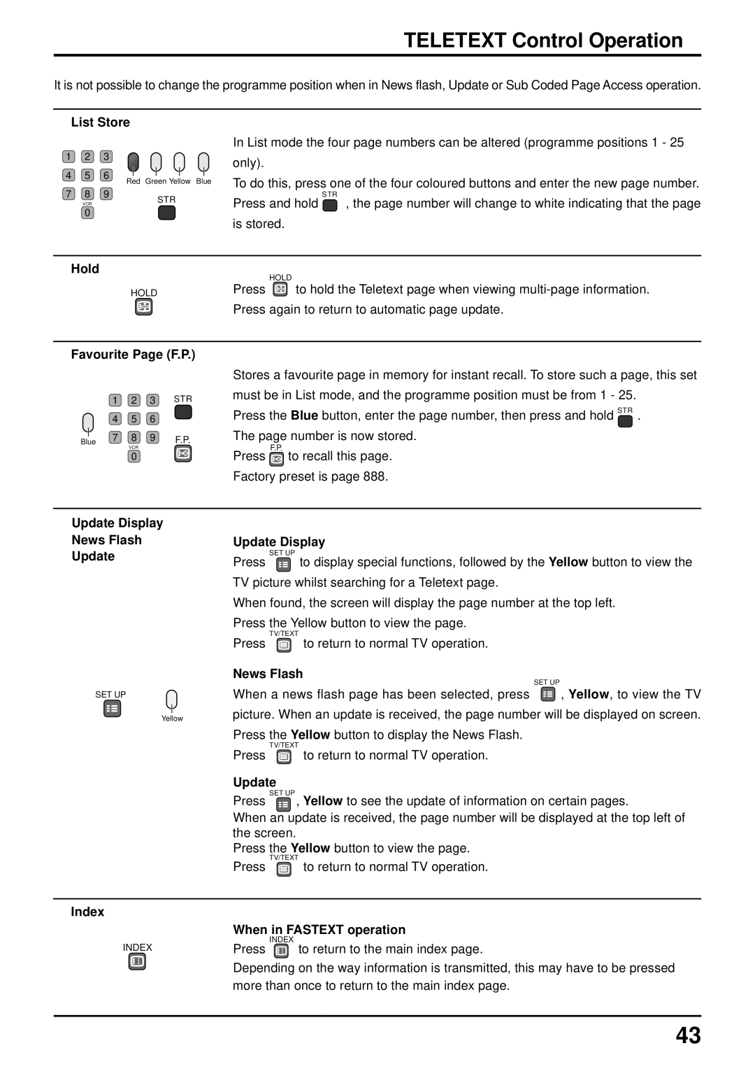 Panasonic TQBC0627-2 manual Teletext Control Operation 