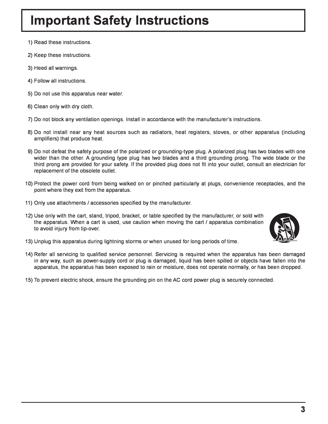 Panasonic TQBC2033 manual Important Safety Instructions 