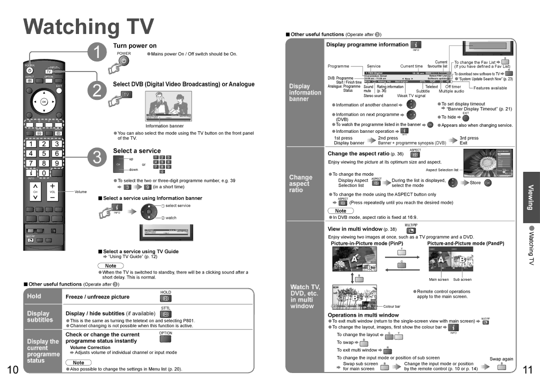 Panasonic TQBC2206 warranty Watching TV 