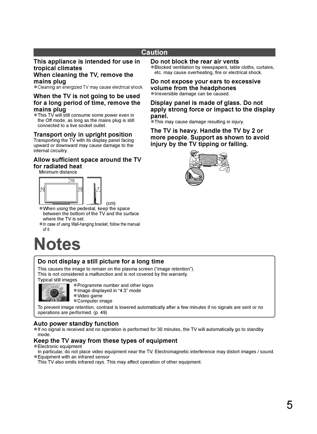 Panasonic TH-P65V10P, TQBC2466 manual Cleaning an energized TV may cause electrical shock, Irreversible damage can be caused 