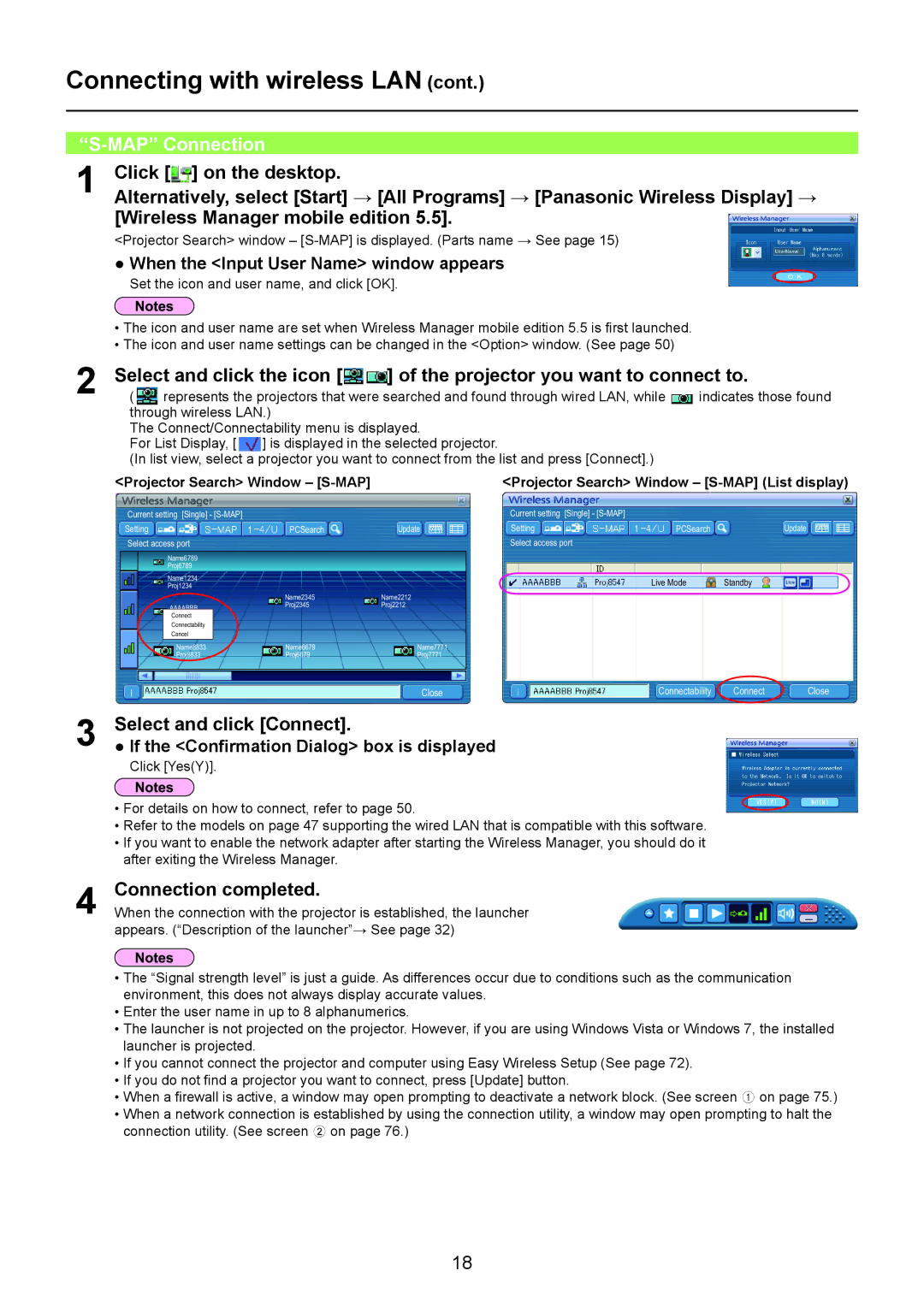 Panasonic TQBH0205-4 operation manual MAP Connection, Select and click the icon Projector you want to connect to 