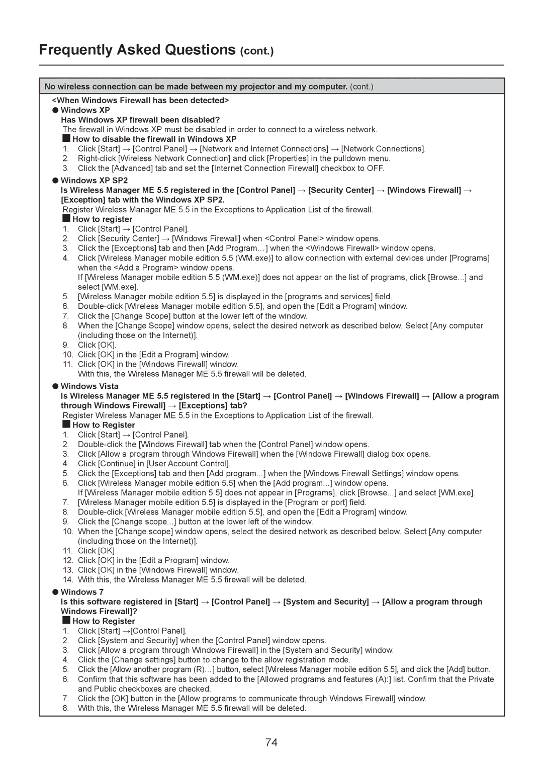 Panasonic TQBH0205-4 operation manual How to disable the firewall in Windows XP, How to register 