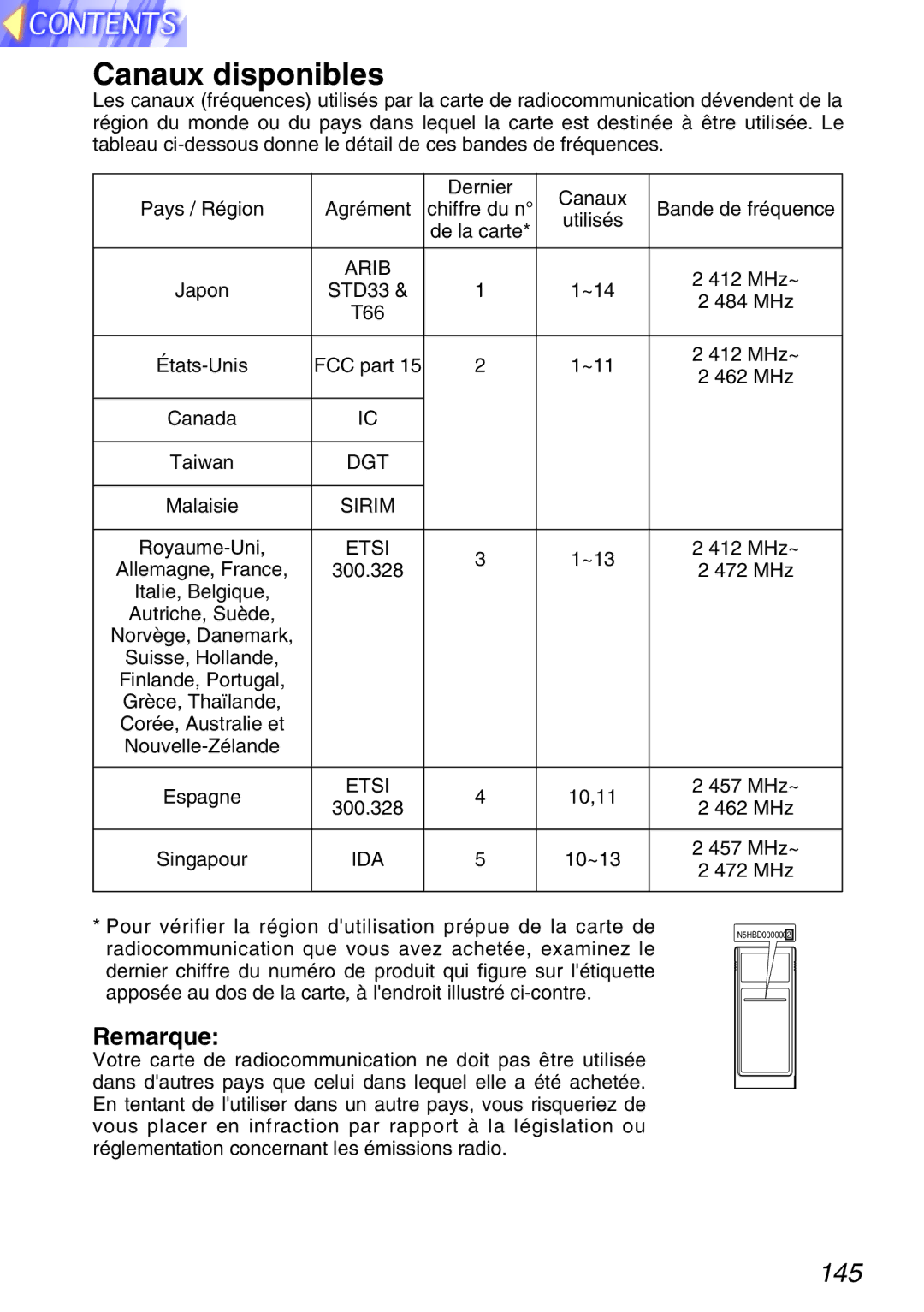 Panasonic PT-L750U R, TQBH9003-6 manual Canaux disponibles, Remarque 