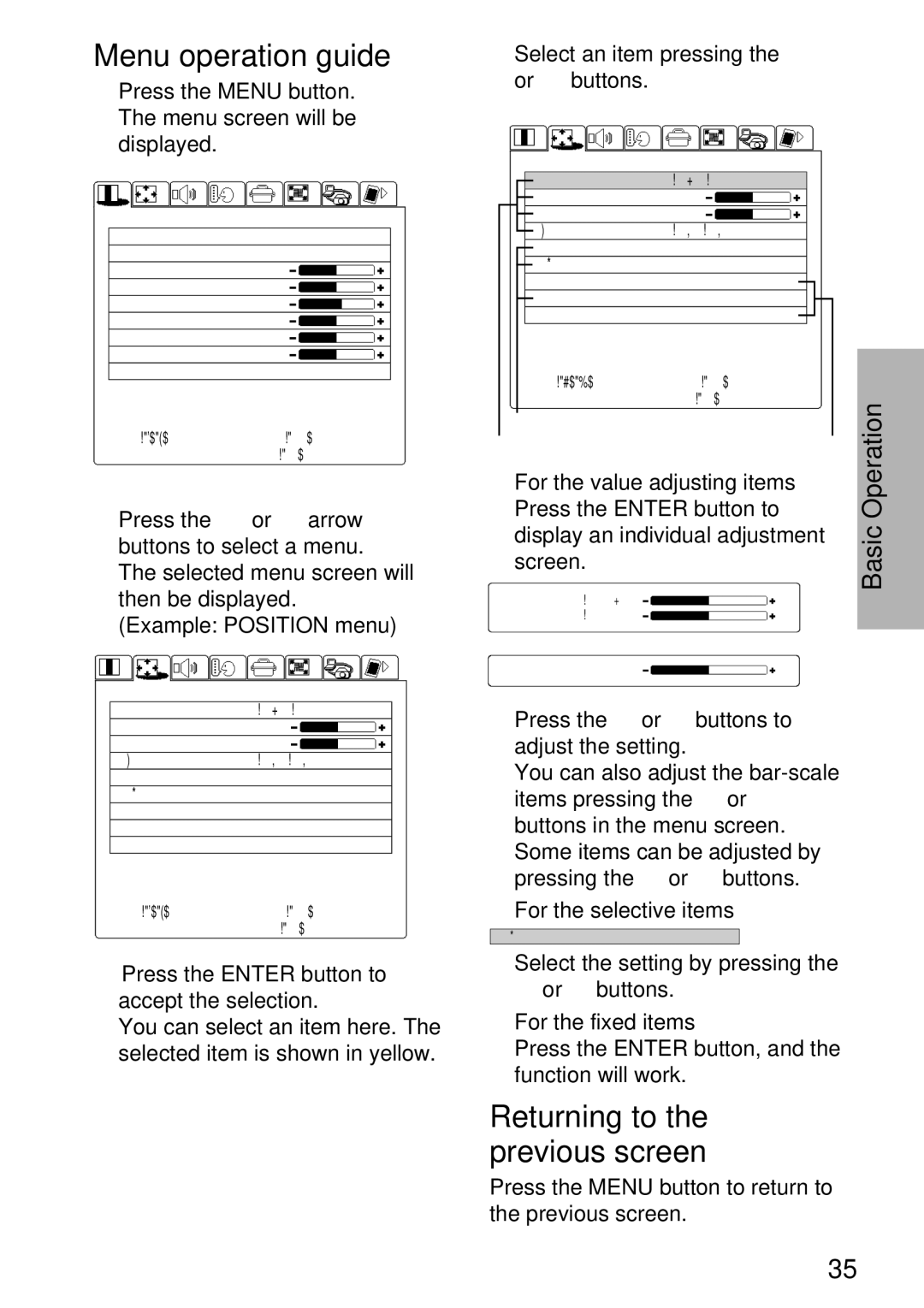 Panasonic PT-L750U R, TQBH9003-6 manual Menu operation guide 