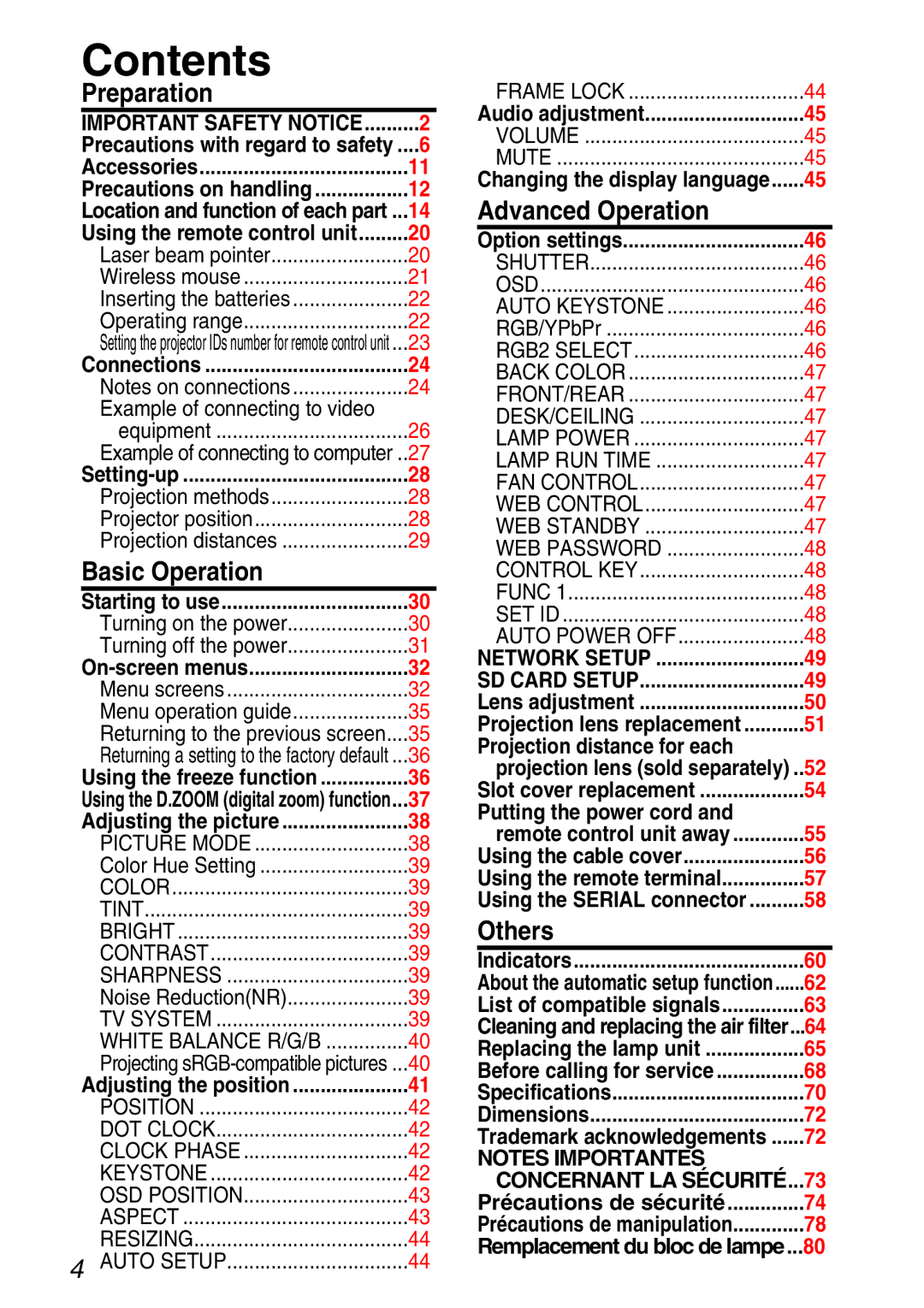 Panasonic TQBH9003-6, PT-L750U R manual Contents 