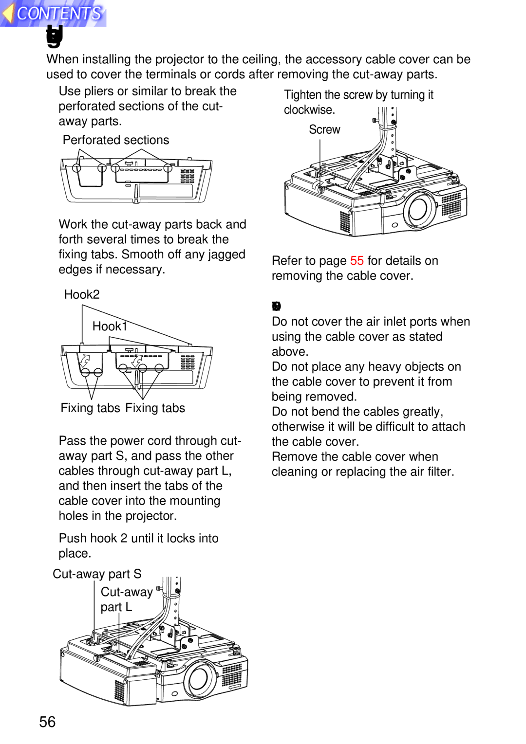 Panasonic TQBH9003-6, PT-L750U R manual Using the cable cover 