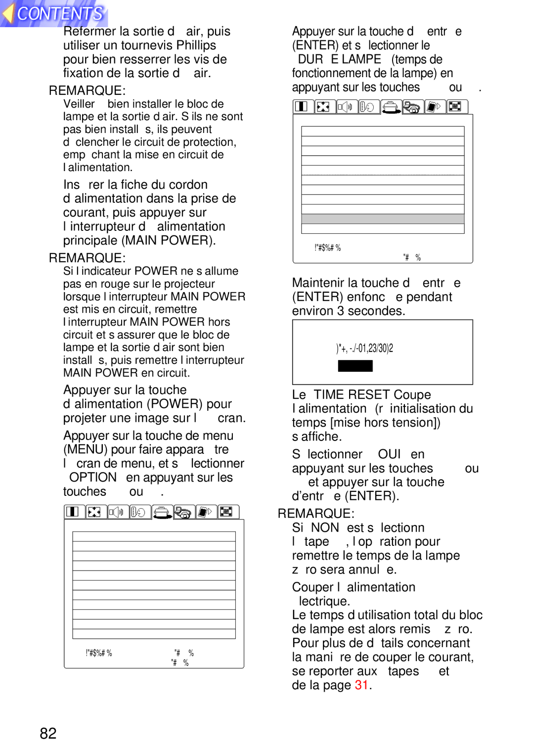 Panasonic TQBH9003-6, PT-L750U R manual Couper l’alimentation électrique 