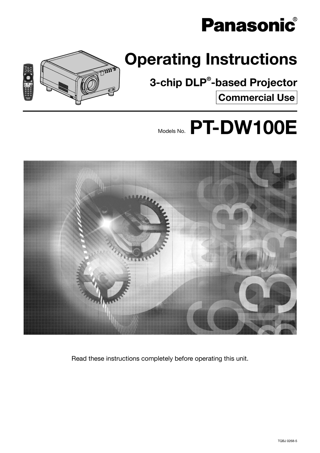 Panasonic TQBJ 0268-5 operating instructions Operating Instructions 