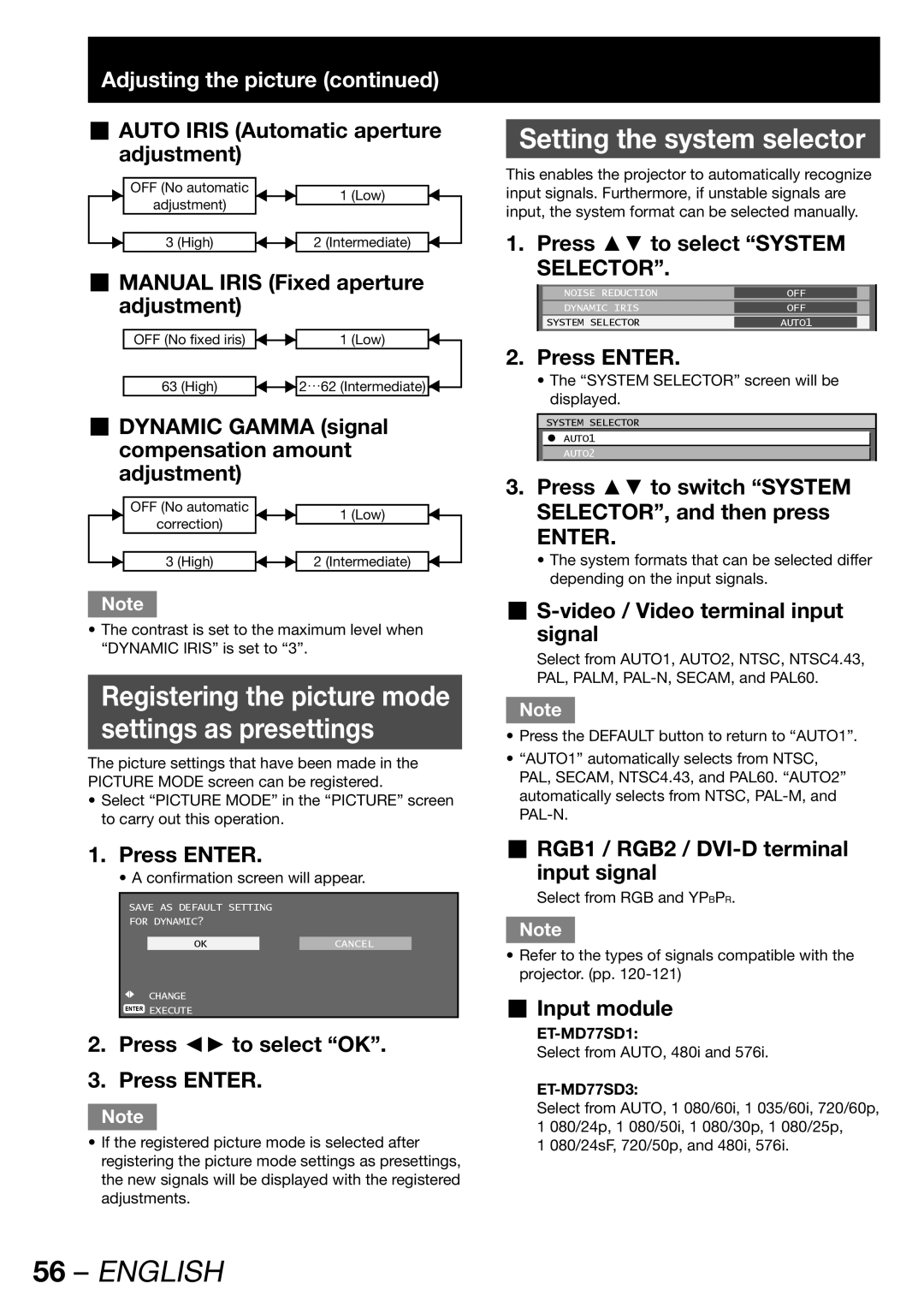 Panasonic TQBJ 0268-5 operating instructions Registering the picture mode Settings as presettings 