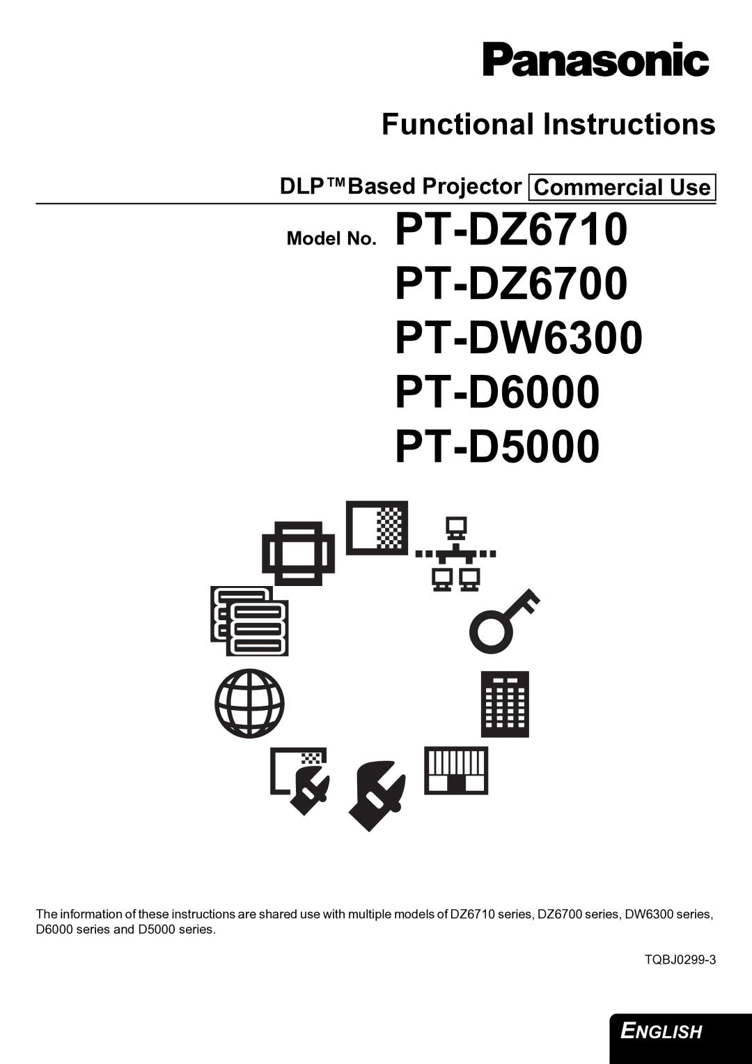 Panasonic TQBJ0299-3 manual PT-DZ6700 PT-DW6300 PT-D6000 PT-D5000 