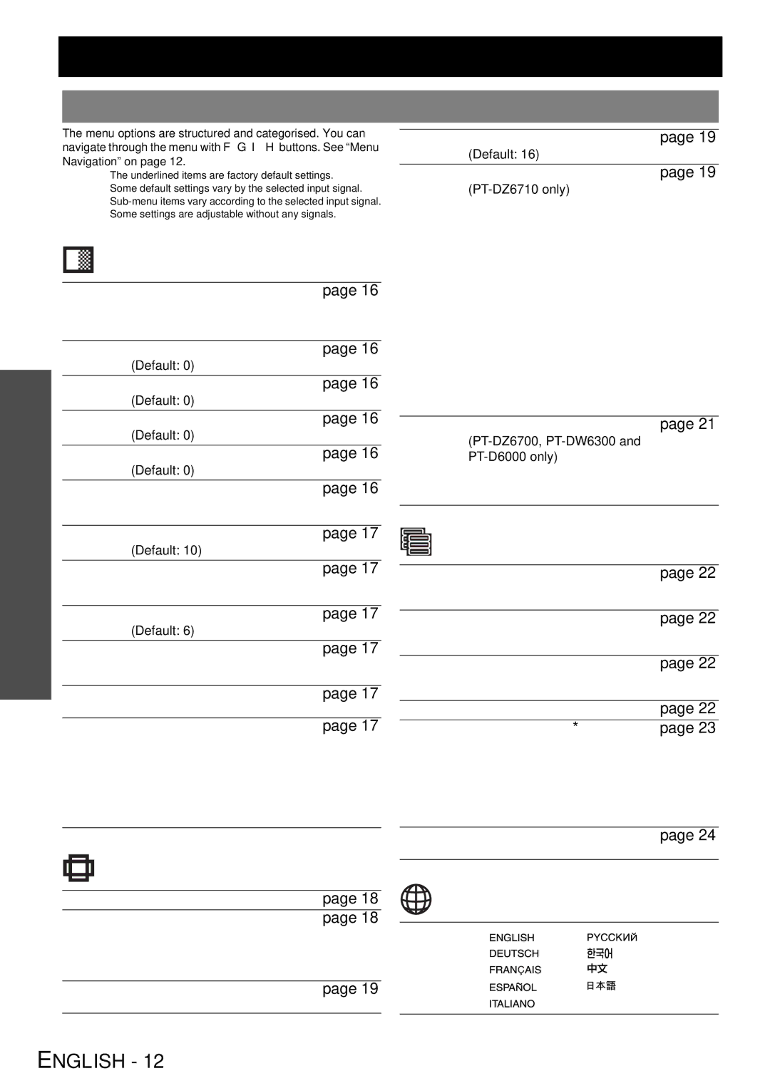 Panasonic TQBJ0299-3 manual Menu Navigation, Main menu and Sub-menu 