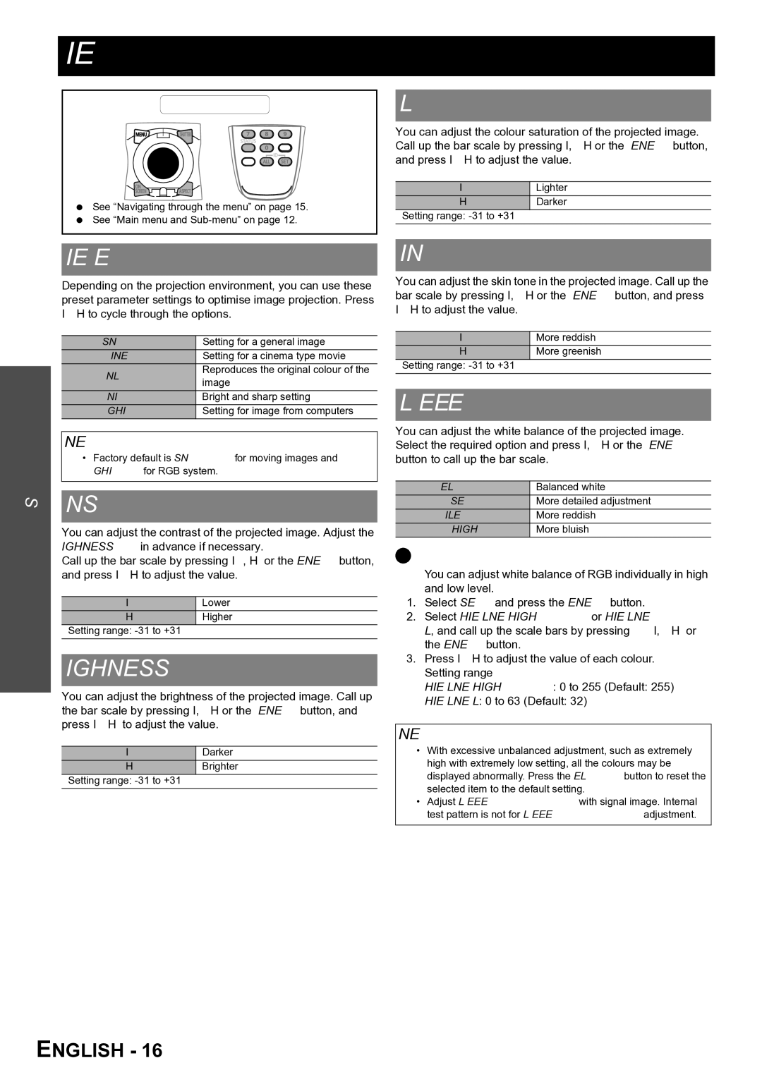 Panasonic TQBJ0299-3 manual Picture menu 