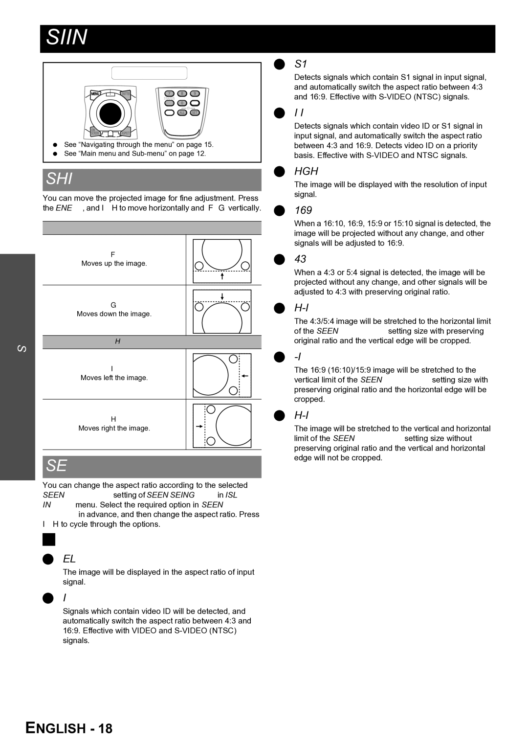 Panasonic TQBJ0299-3 manual Position menu, Shift, Aspect ratio options, 169 