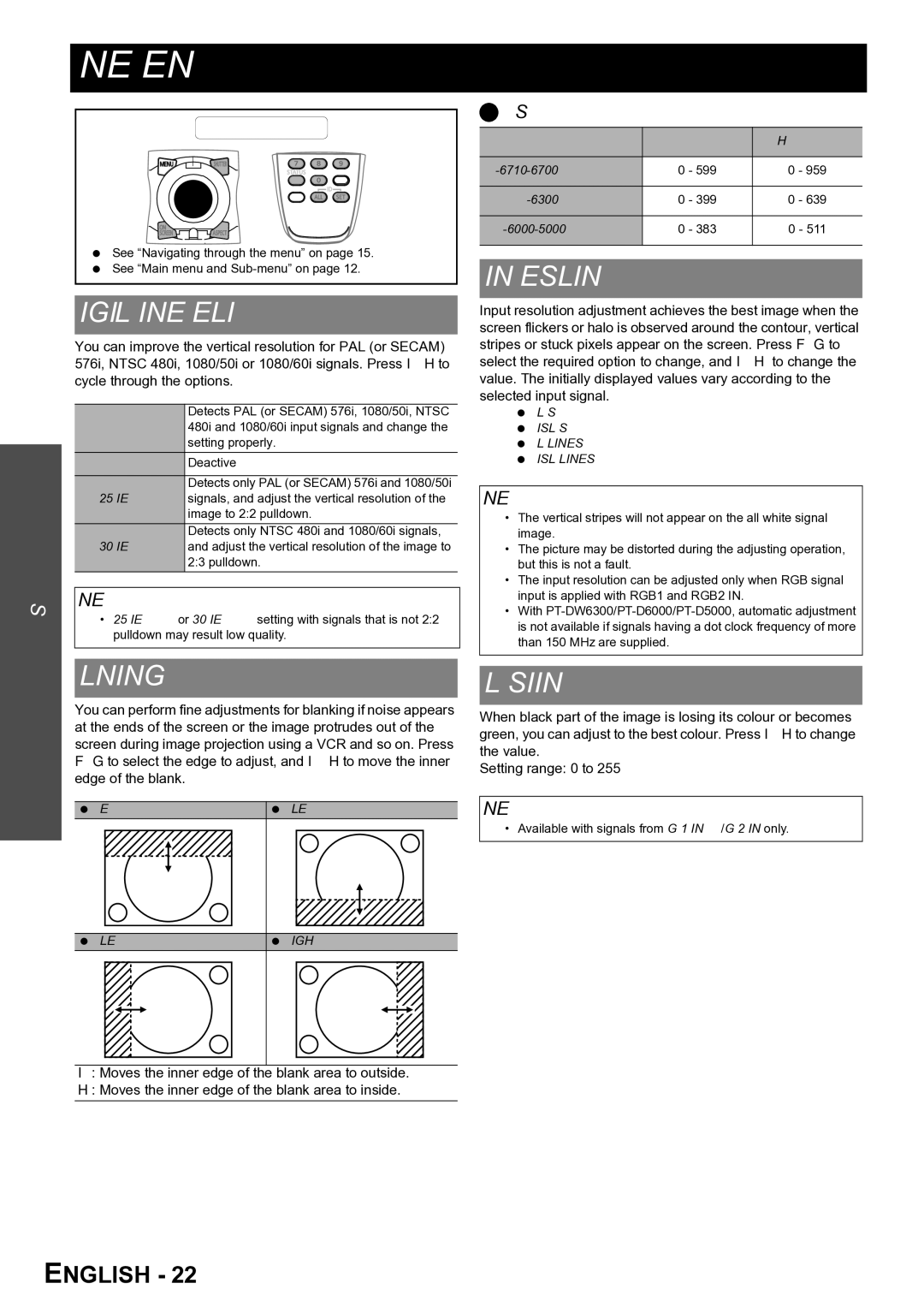 Panasonic TQBJ0299-3 manual Digital Cinema Reality, Input Resolution, Blanking, Clamp Position, Setting range 