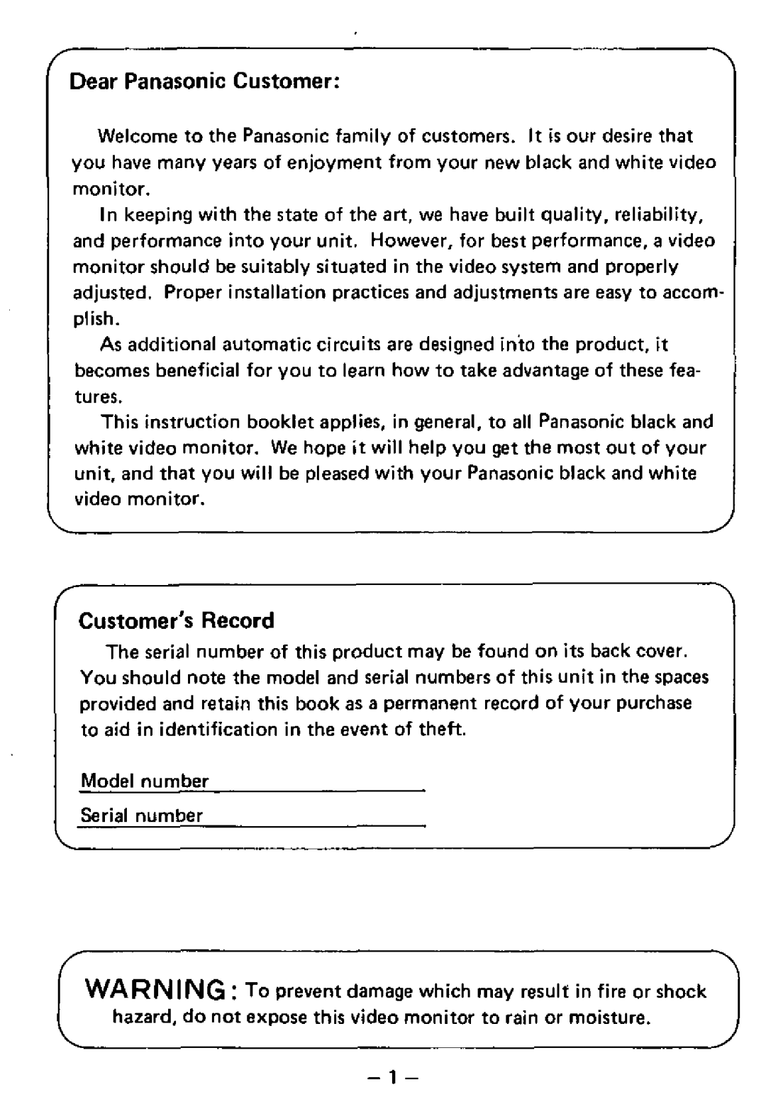 Panasonic TR-930, TR-931, TR-932 manual 