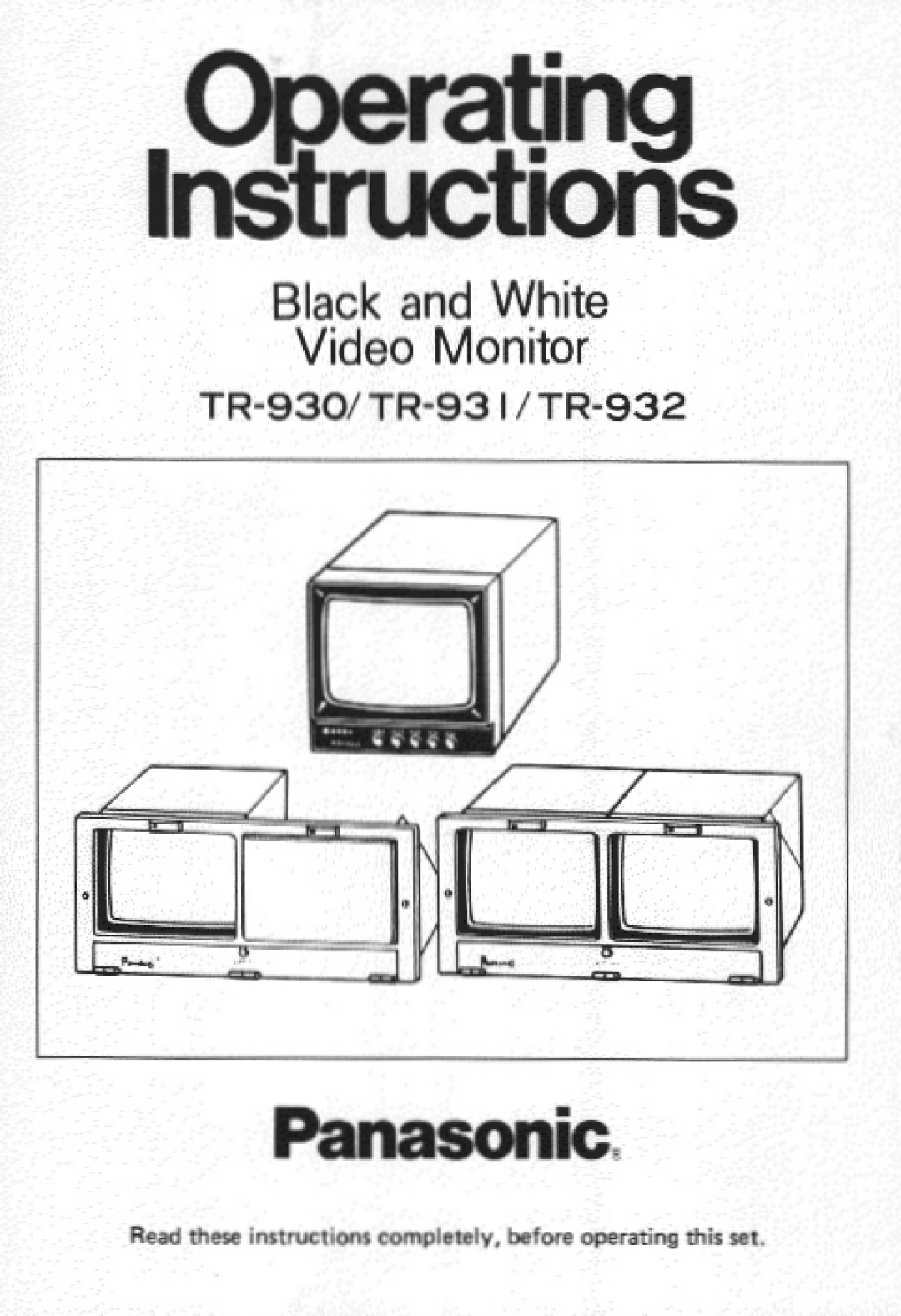 Panasonic TR-932, TR-931, TR-930 manual 