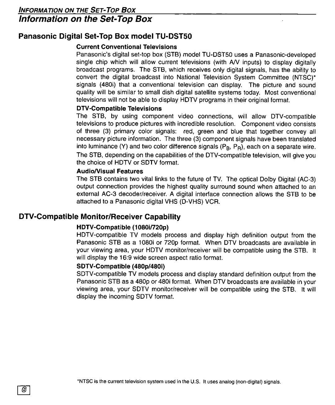 Panasonic TU-DST50 manual 