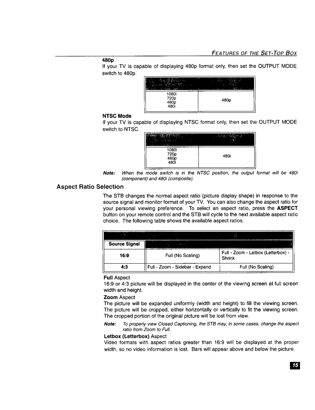 Panasonic TU-DST51 manual Aspect Ratio Selection, Letbox Letterbox Aspect 