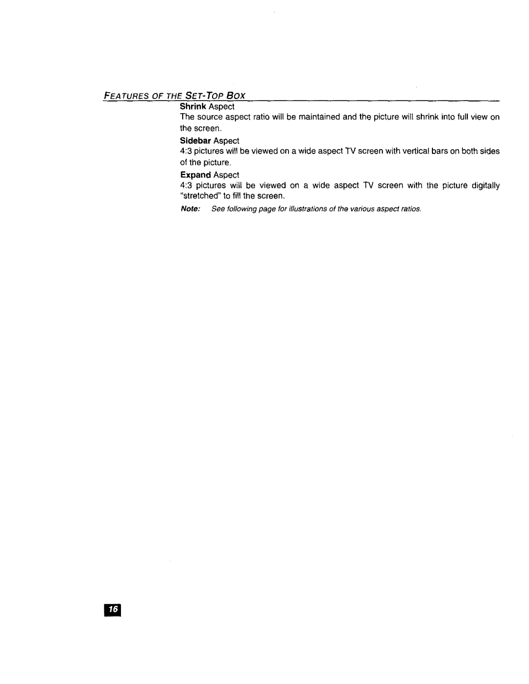 Panasonic TU-DST51 manual Shrink Aspect, Sidebar Aspect, Expand Aspect 