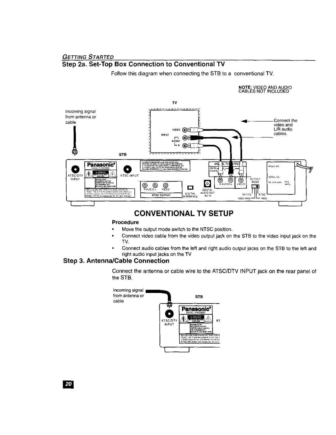 Panasonic TU-DST51 manual Oa0,os, Set-Top Box Connection to Conventional TV 