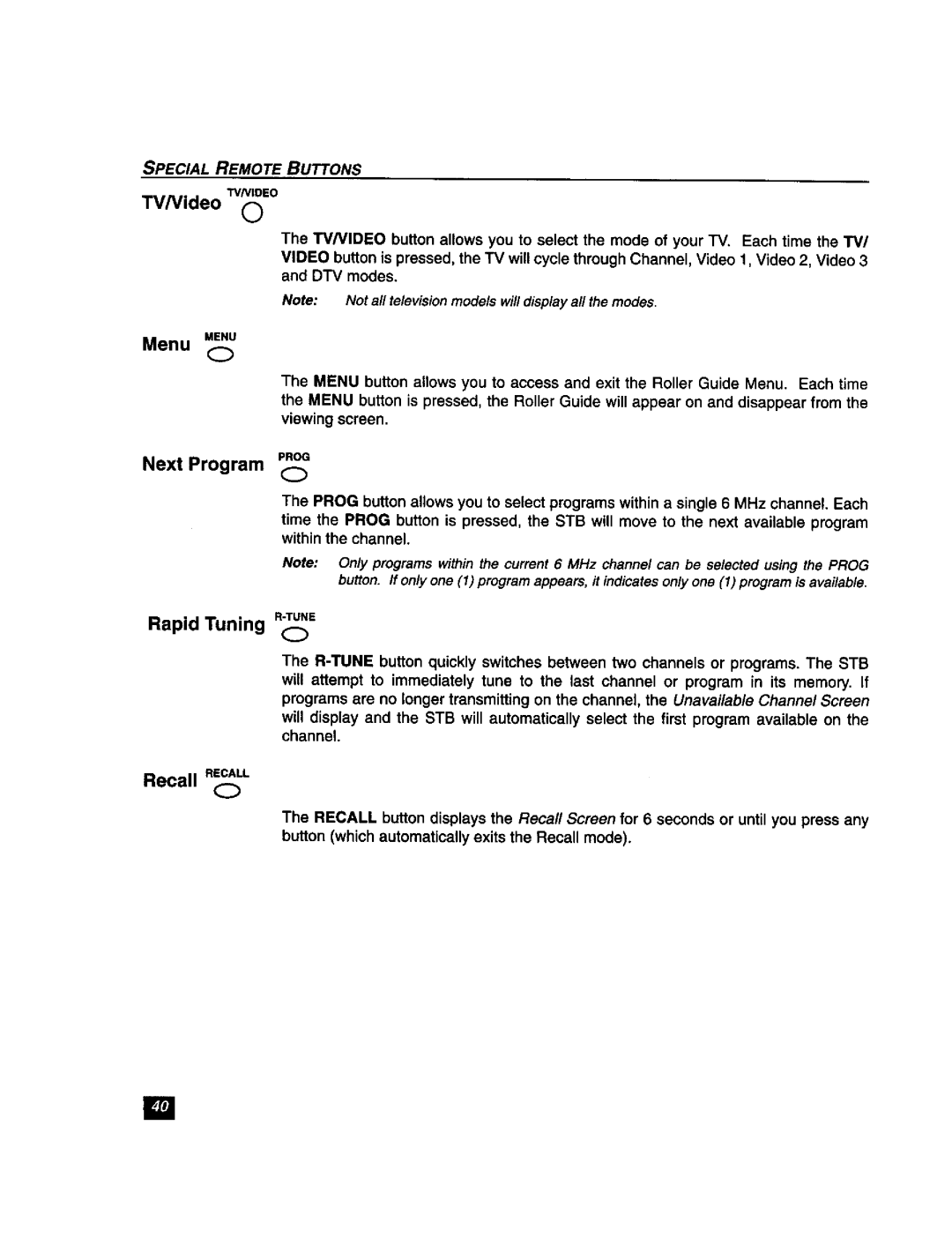 Panasonic TU-DST51 manual TV/Video C, Menu Menu, Rapid Tuning O 