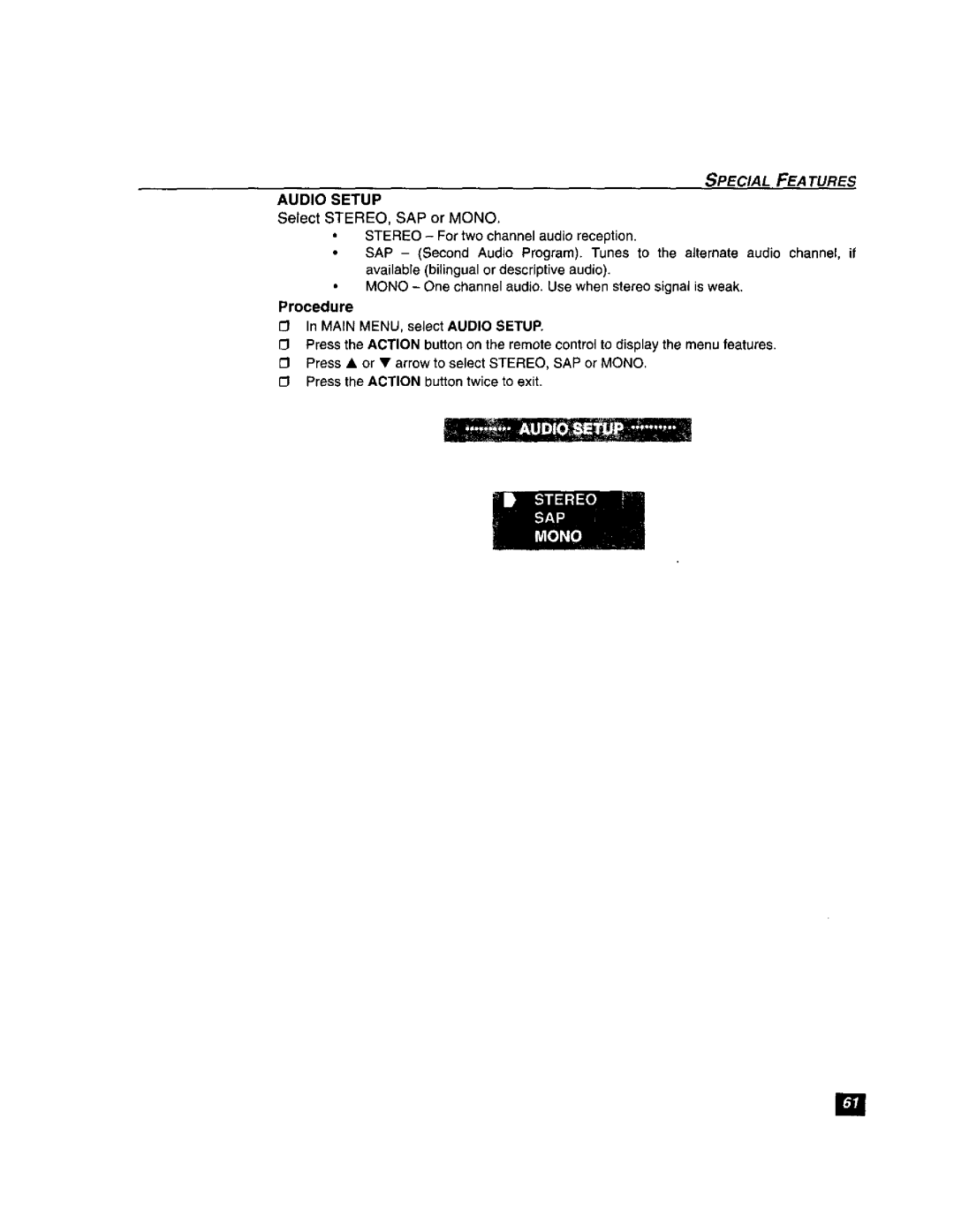 Panasonic TU-DST51 manual Audio Setup 