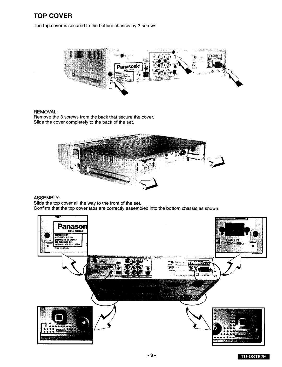 Panasonic TU-DST52F manual TOP Cover, Removal 