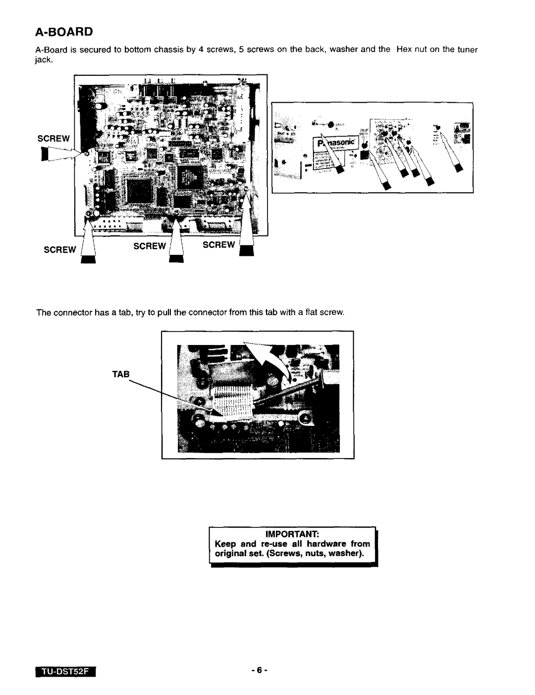 Panasonic TU-DST52F manual Board 