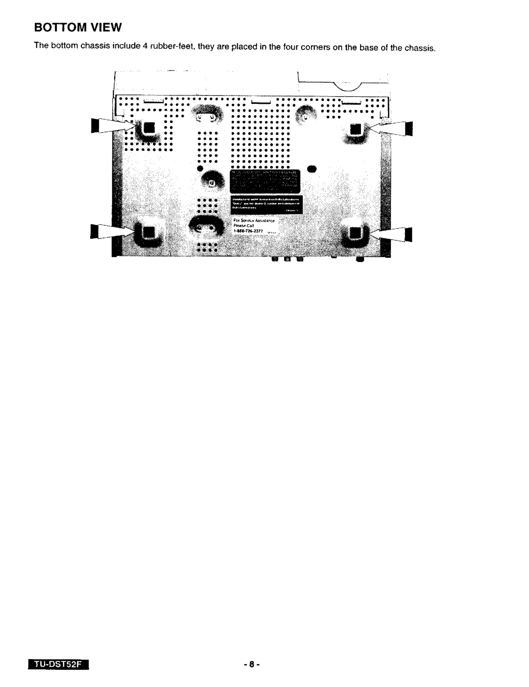 Panasonic TU-DST52F manual Bottom View 