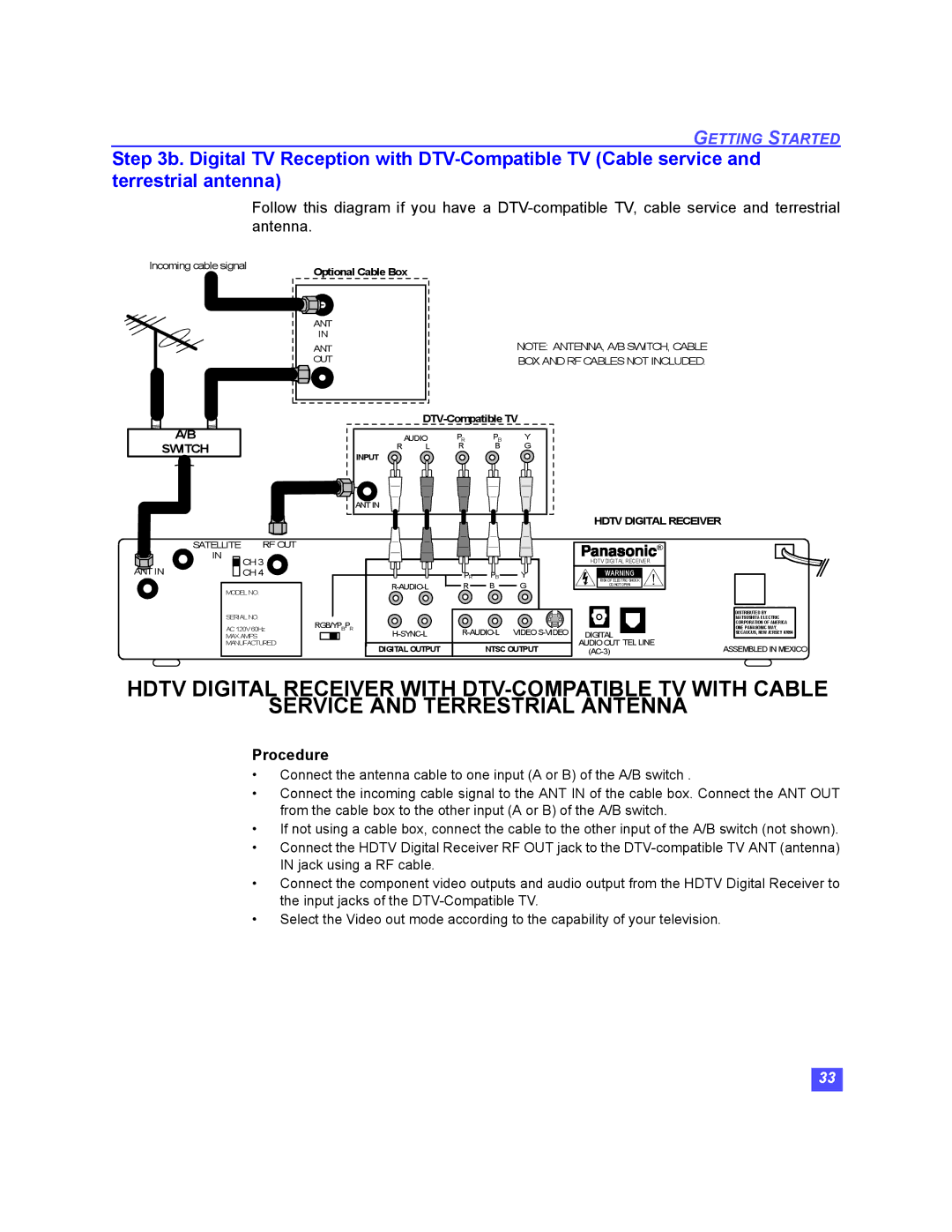 Panasonic TU-HDS20 manual Switch 