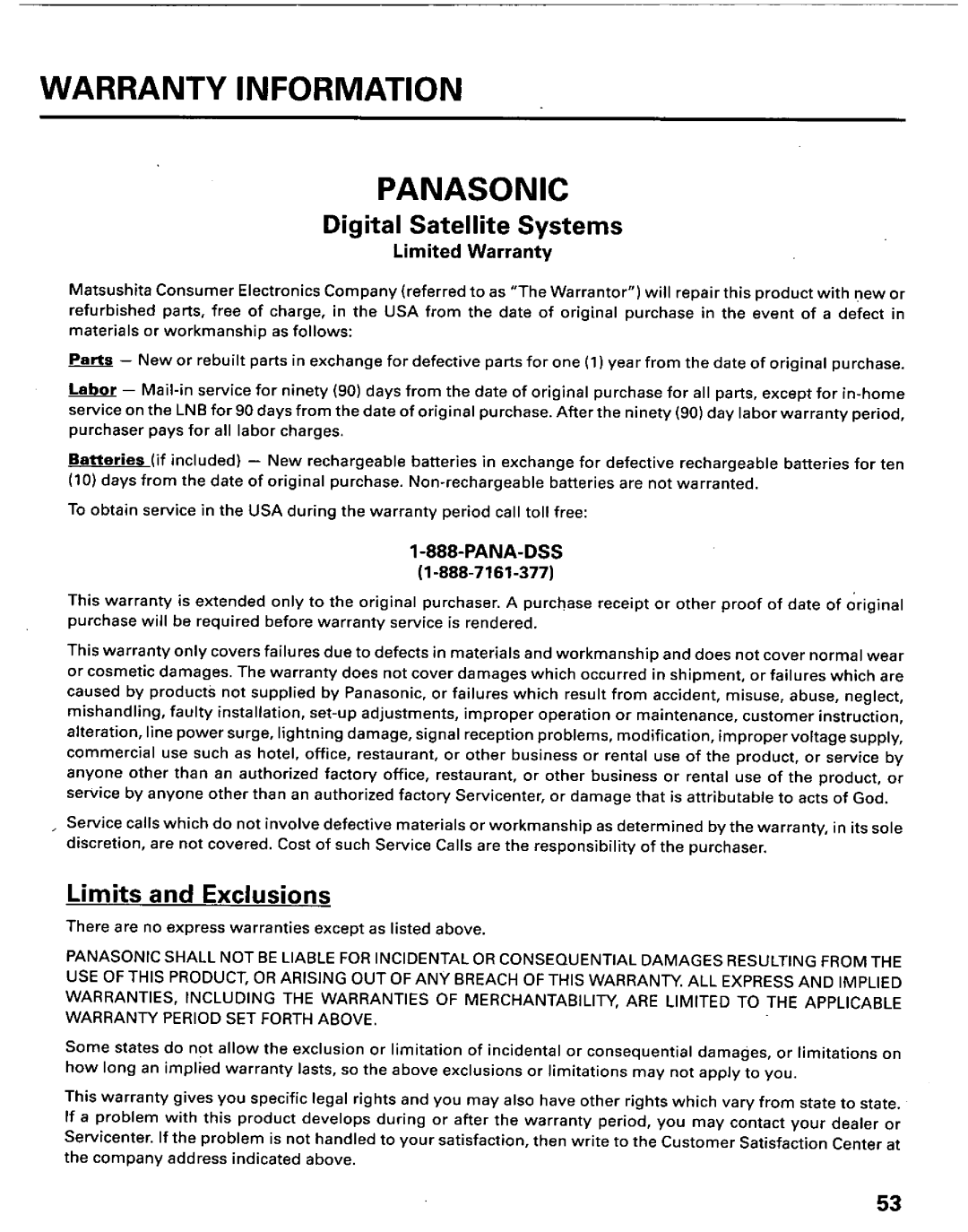 Panasonic TU-IRD10 manual 