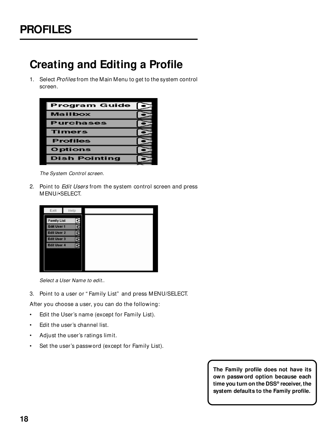 Panasonic TU-IRD20 manual Creating and Editing a Profile 