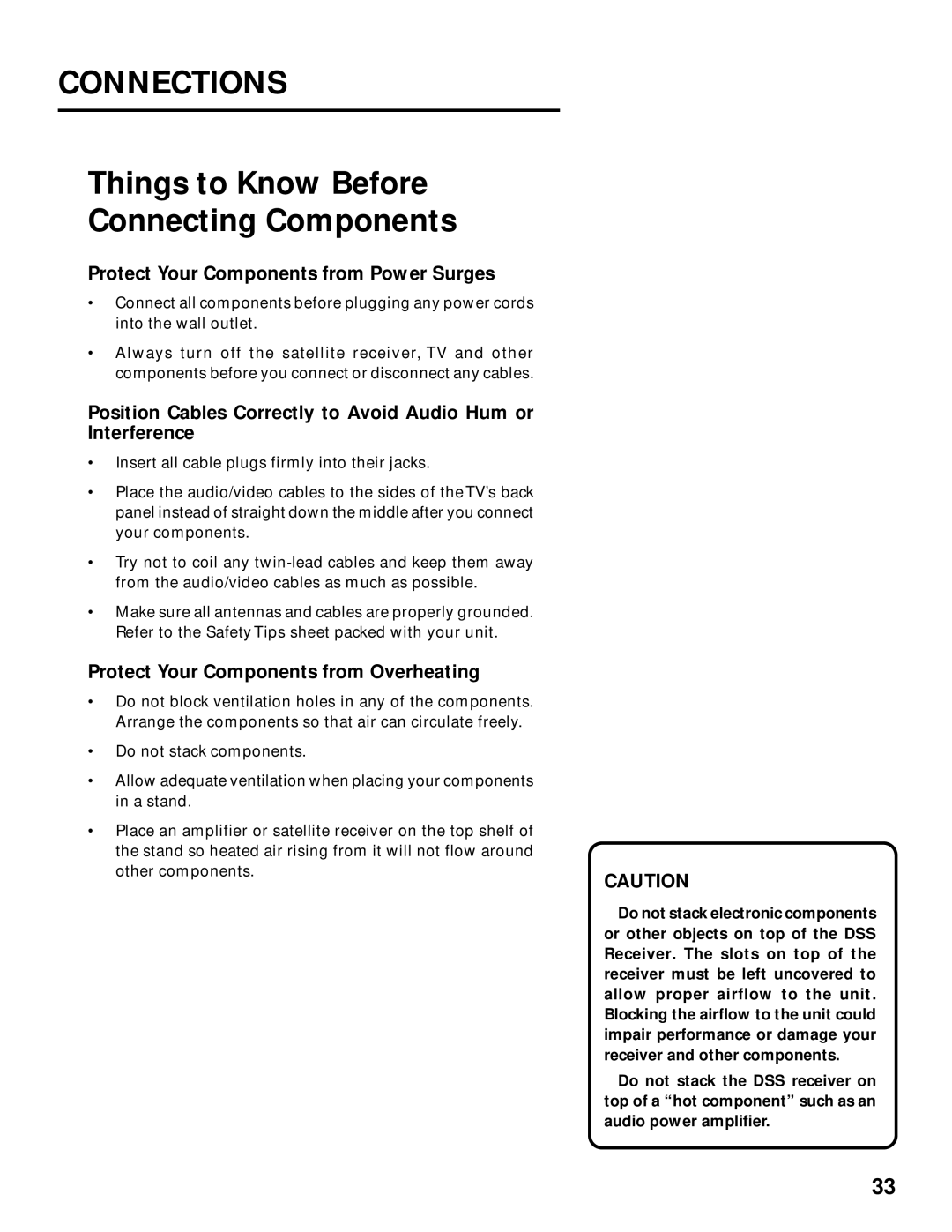 Panasonic TU-IRD20 Connections, Things to Know Before Connecting Components, Protect Your Components from Power Surges 