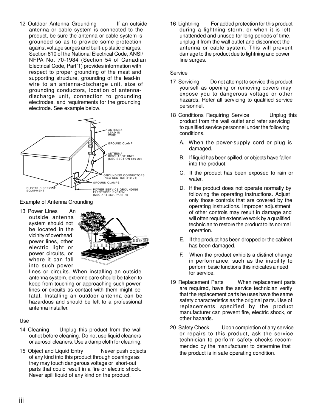 Panasonic TU-IRD20 manual Iii 