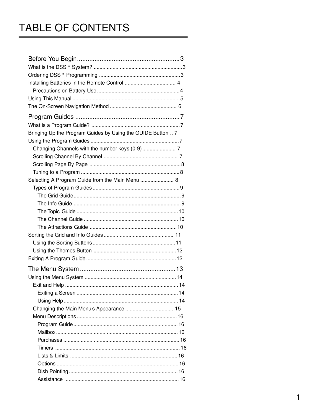 Panasonic TU-IRD20 manual Table of Contents 