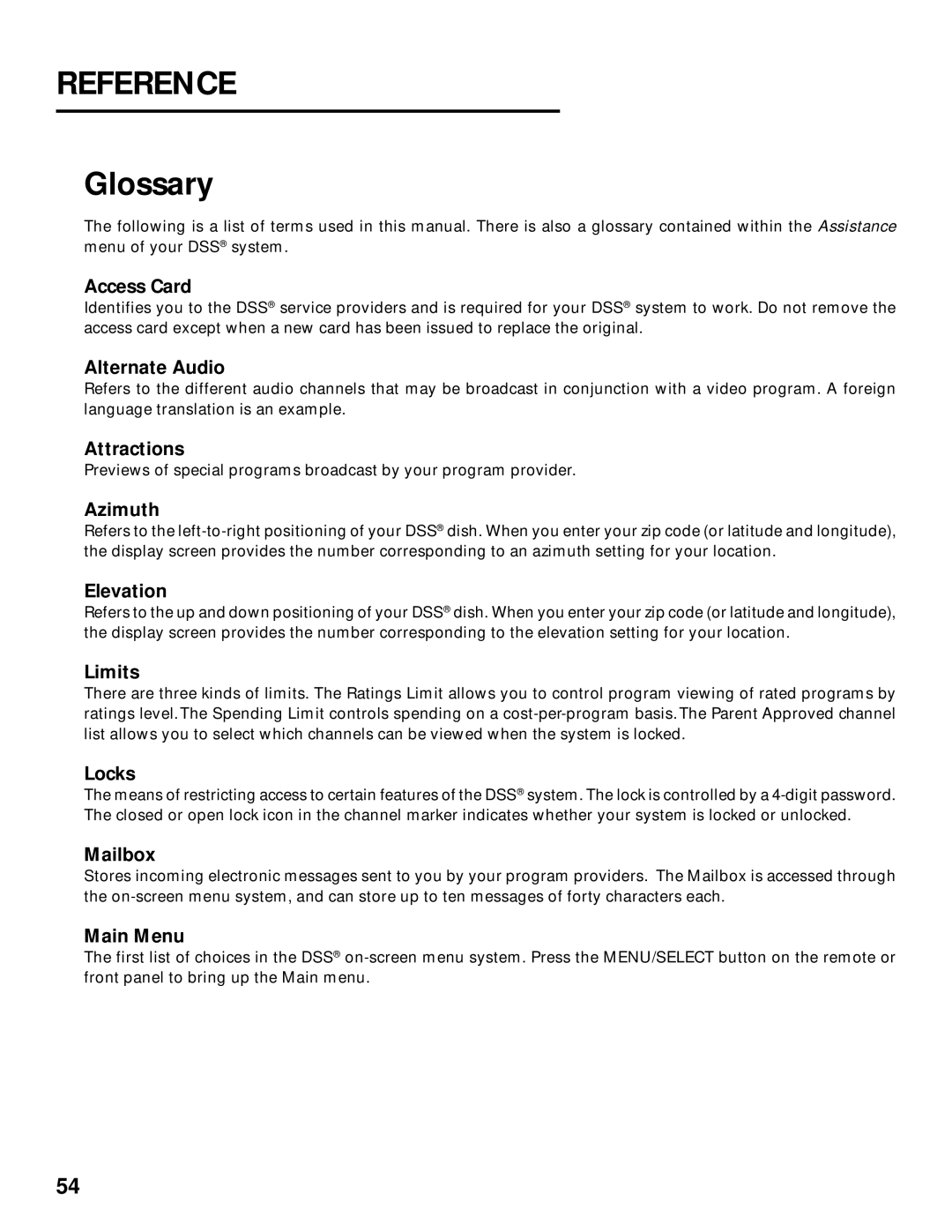 Panasonic TU-IRD20 manual Glossary 