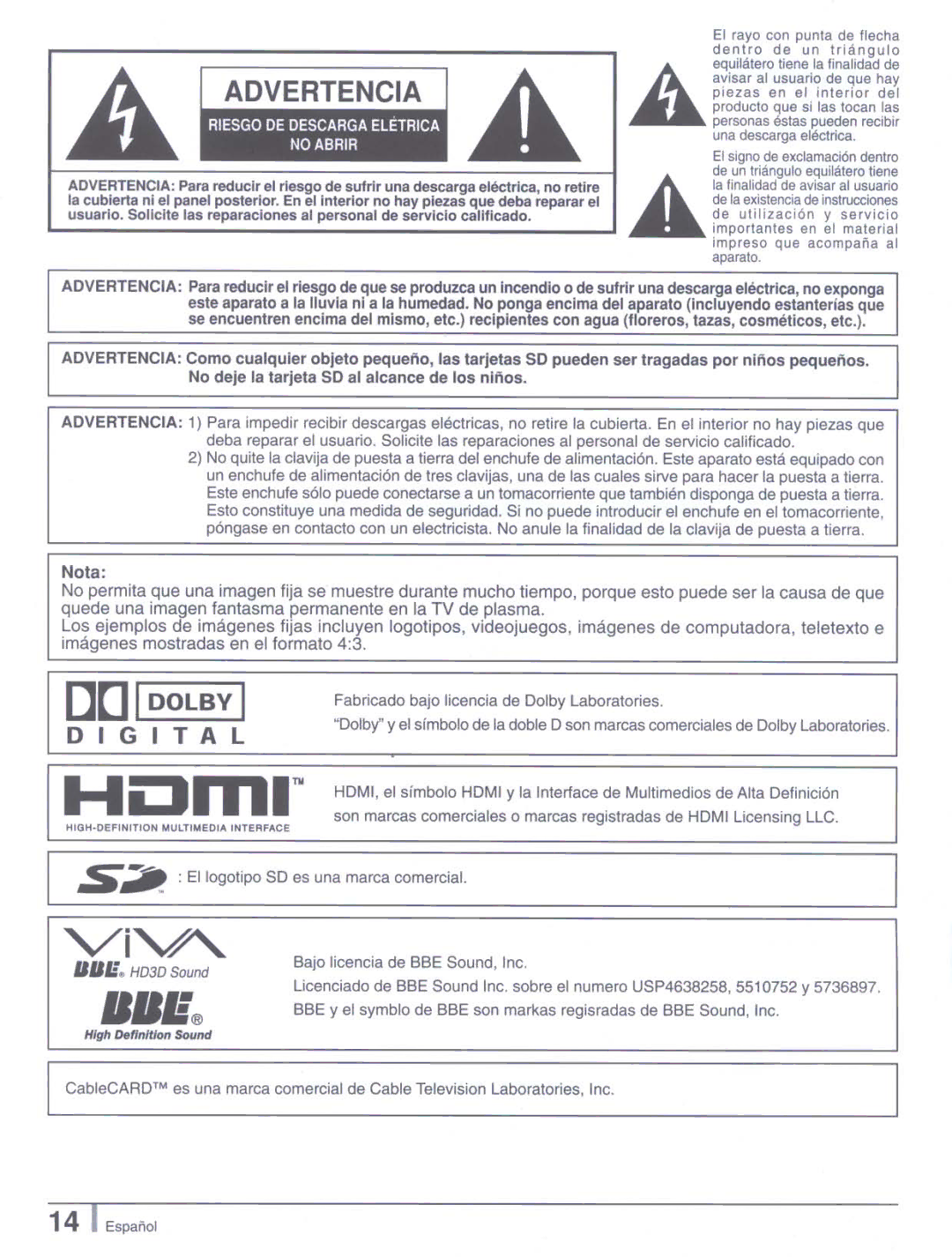 Panasonic tu-pt7000 manual 