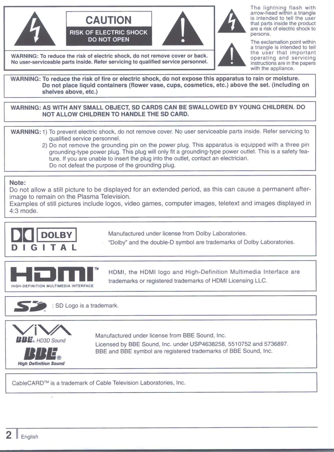 Panasonic tu-pt7000 manual 