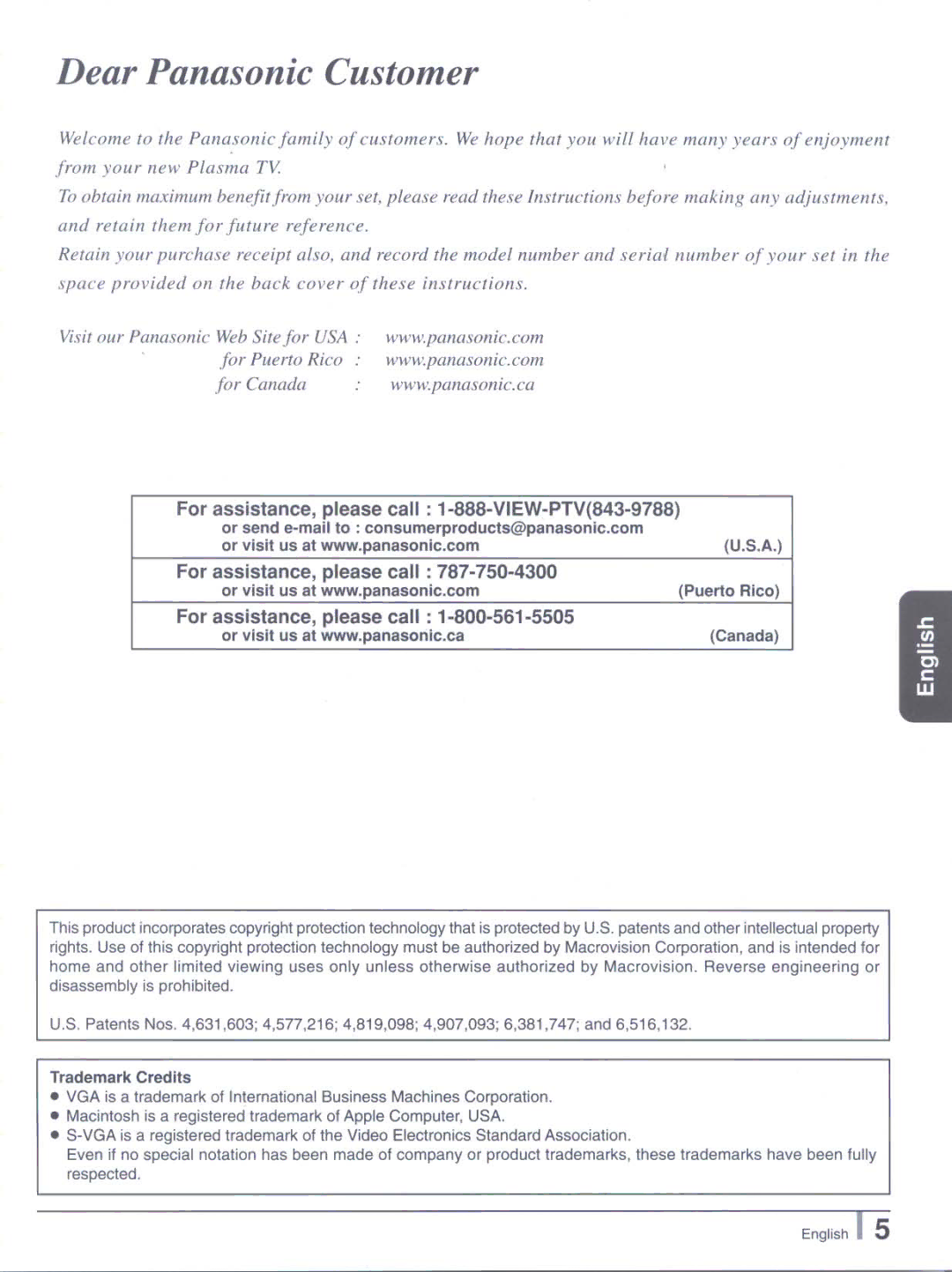 Panasonic tu-pt7000 manual 