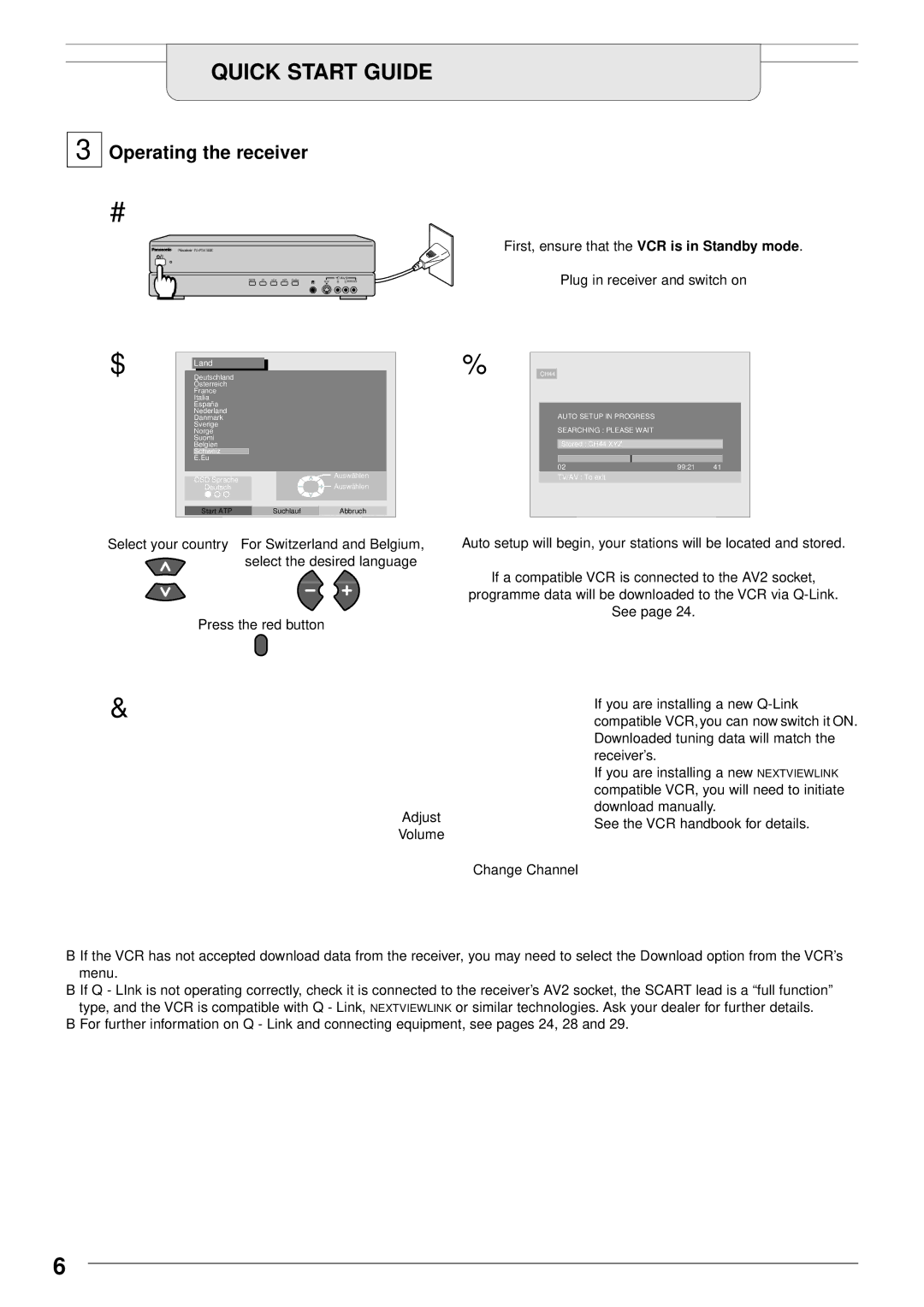 Panasonic TU-PTA100E manual Operating the receiver 