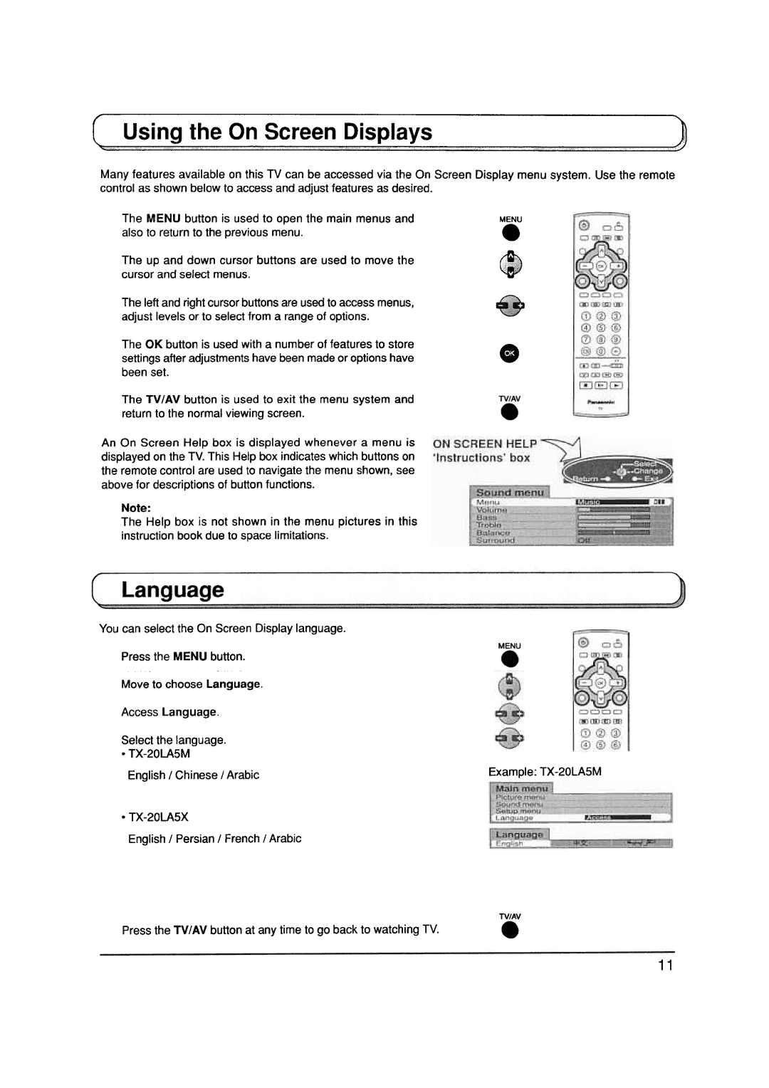 Panasonic TX-20LA5A manual 