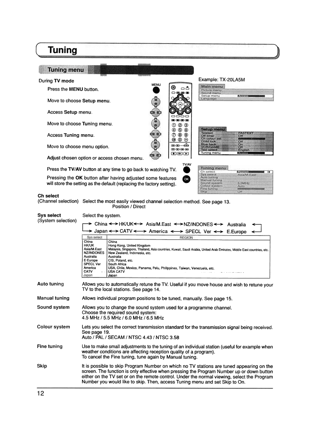 Panasonic TX-20LA5A manual 