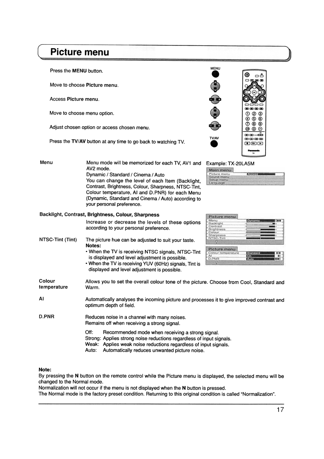 Panasonic TX-20LA5A manual 