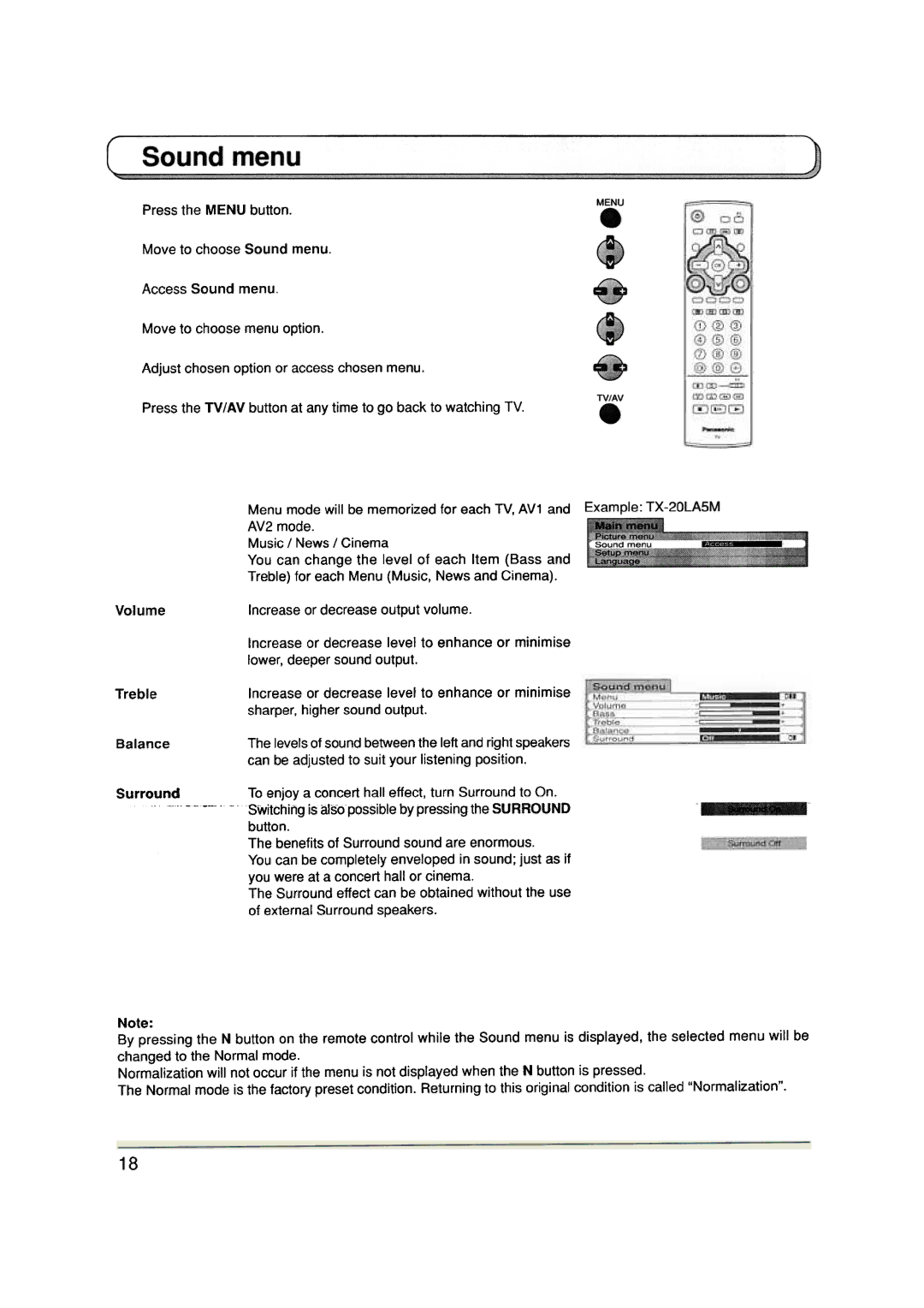 Panasonic TX-20LA5A manual 