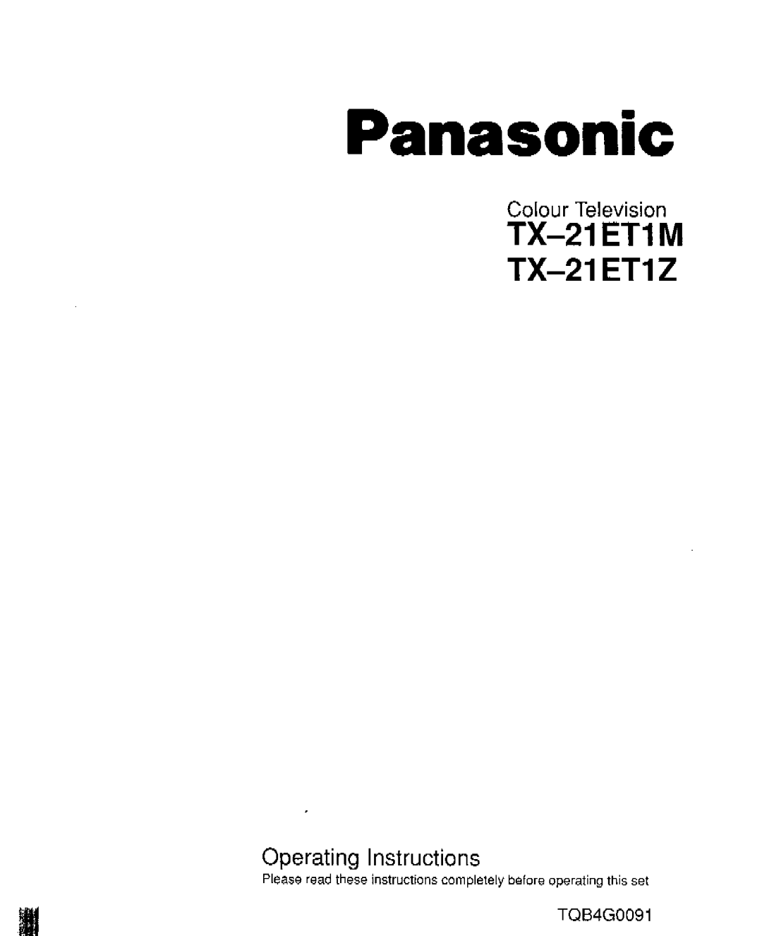 Panasonic TX-21ET1M, TX-21ET1Z manual 