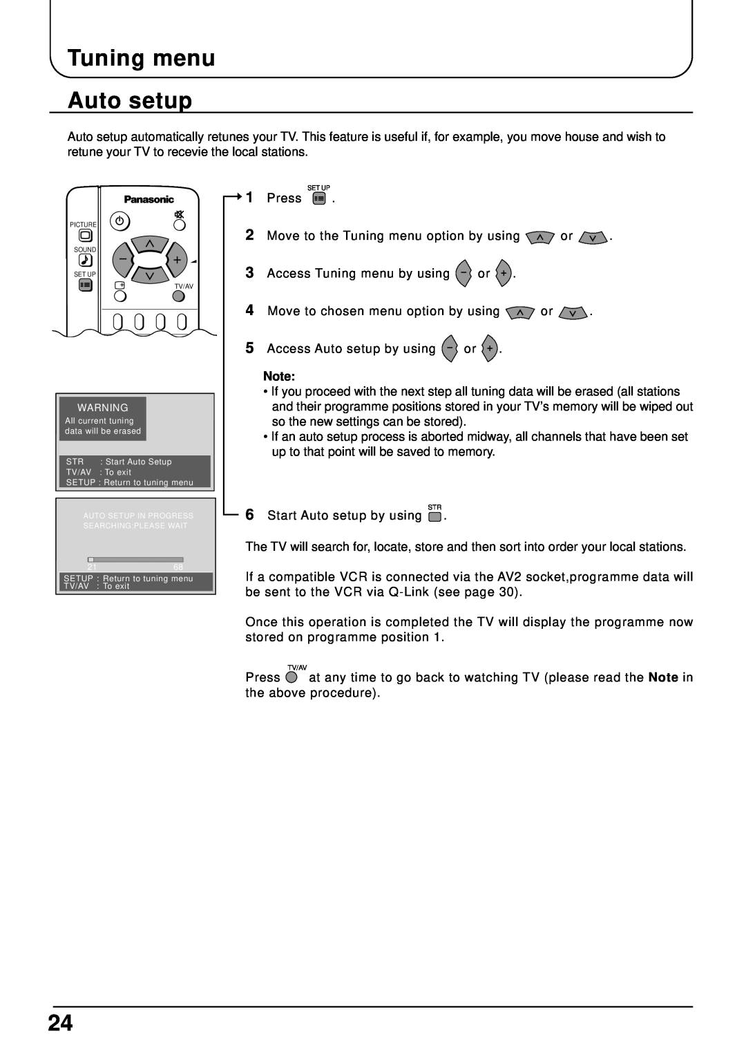 Panasonic TX-22LT2 manual Tuning menu Auto setup 
