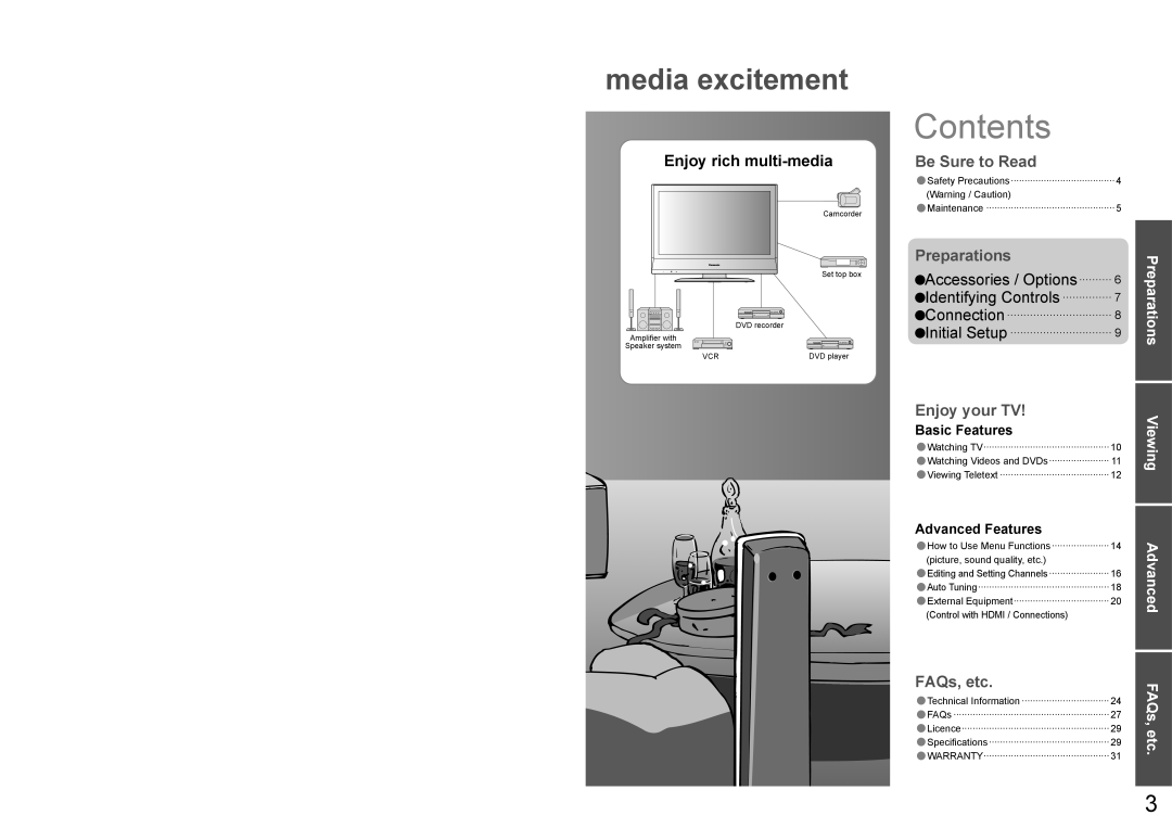 Panasonic TX-23LX60A operating instructions Contents 