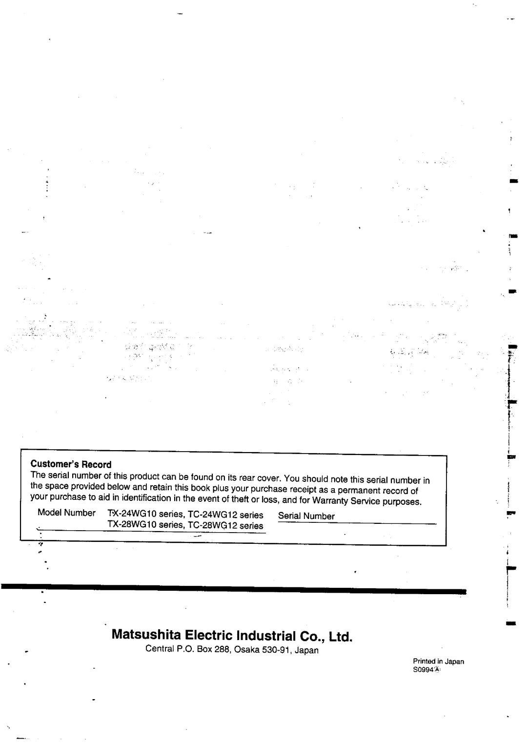 Panasonic TX-24WG12 Series, TX-28WG10 Series, TX-28WG12 Series, TX-24WG10 Series manual 